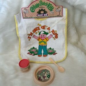 Vintage 1983 cabbage, patch kid bib and doll set